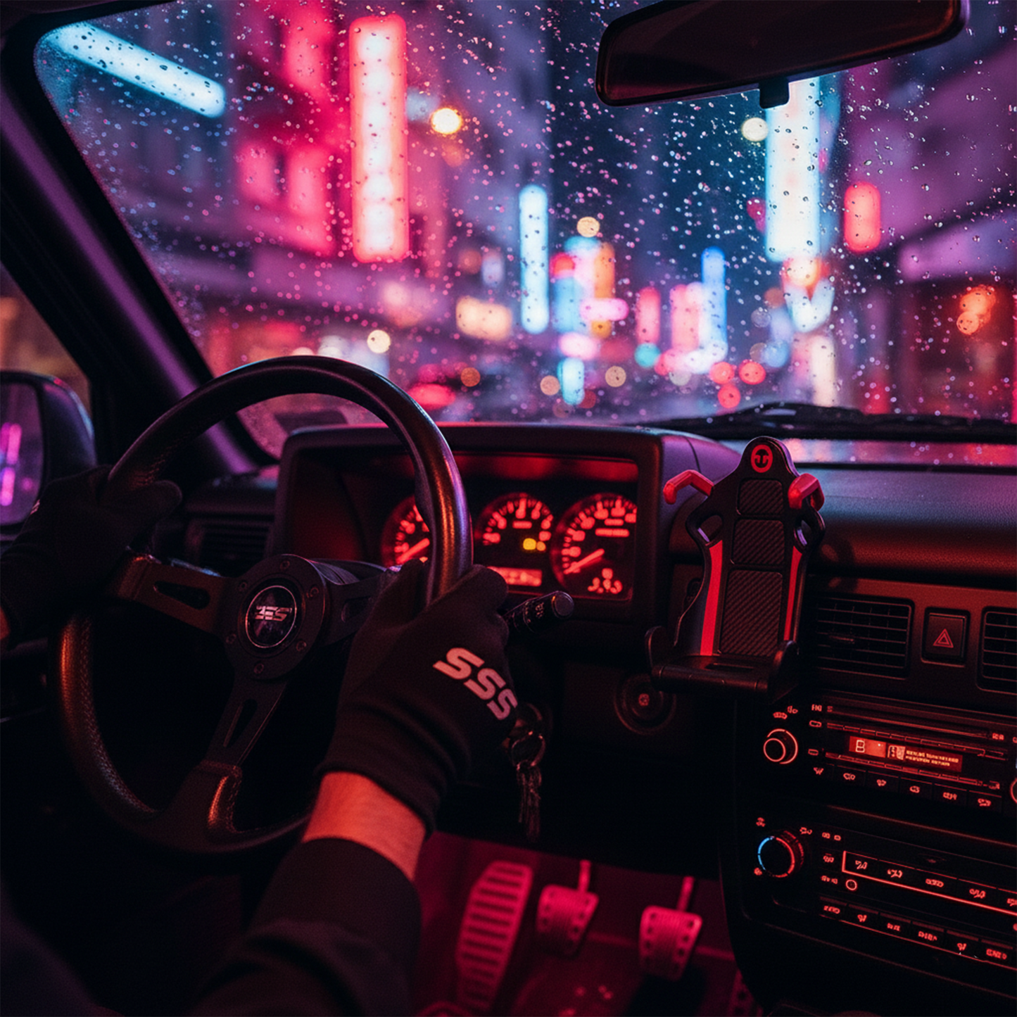 🏎️ Racecar Bucket Seat Phone Holder | Sporty Carbon-Fiber Mobile Mount | 360° Rotation, Universal Fit, Strong AC Vent Mount Grip(red)