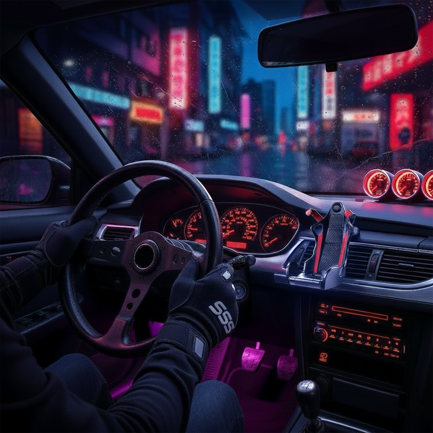 🏎️ Racecar Bucket Seat Phone Holder | Sporty Carbon-Fiber Mobile Mount | 360° Rotation, Universal Fit, Strong AC Vent Mount Grip(red)