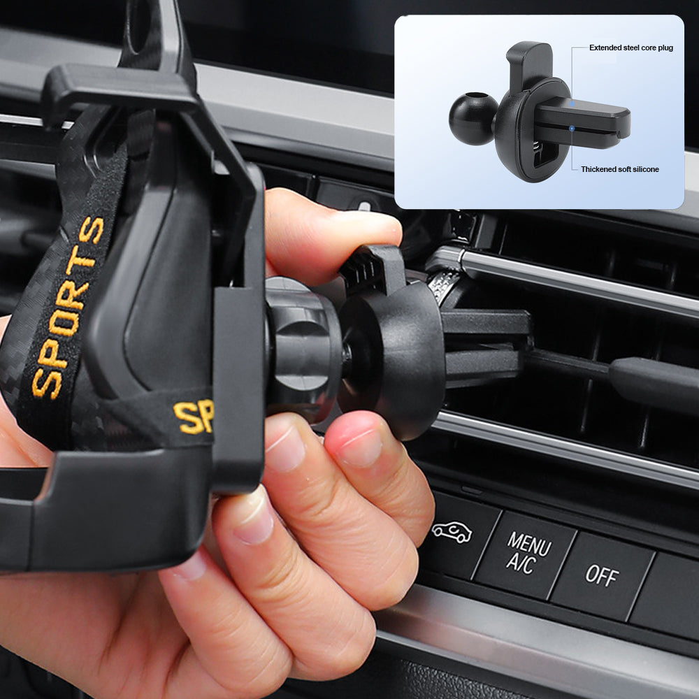 🏎️ Racecar Bucket Seat Phone Holder | Sporty Carbon-Fiber Mobile Mount | 360° Rotation, Universal Fit, Strong AC Vent Mount Grip(red)