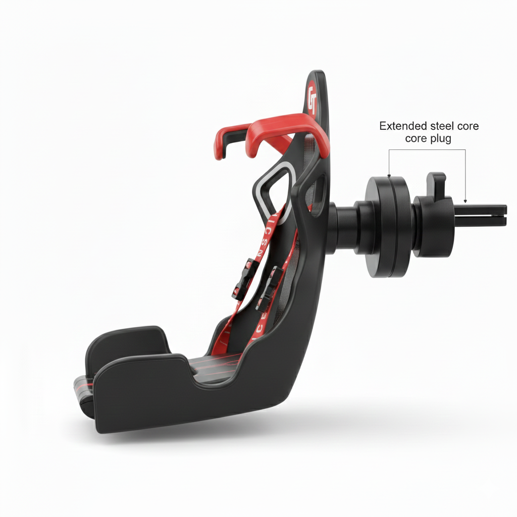 🏎️ Racecar Bucket Seat Phone Holder | Sporty Carbon-Fiber Mobile Mount | 360° Rotation, Universal Fit, Strong AC Vent Mount Grip(red)