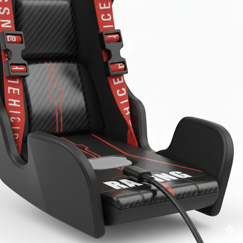 🏎️ Racecar Bucket Seat Phone Holder | Sporty Carbon-Fiber Mobile Mount | 360° Rotation, Universal Fit, Strong AC Vent Mount Grip(red)