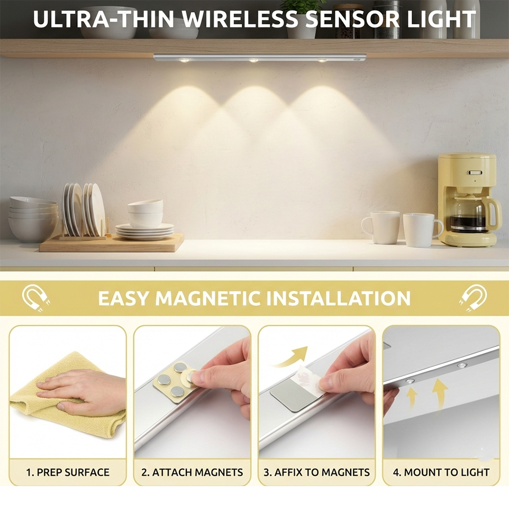 LED PIR Motion Sensor Cabinet  With USB Rechargeble